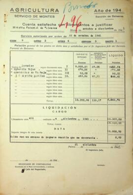 Cuenta satisfecha con libramientos a justificar. Jornales, subsidio vejez, accidentes trabajo cua...
