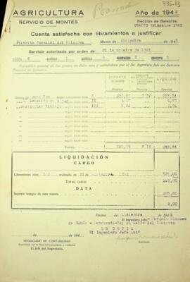 Cuenta satisfecha con libramientos a justificar. Jornales, subsidio vejez, accidentes trabajo. Cu...