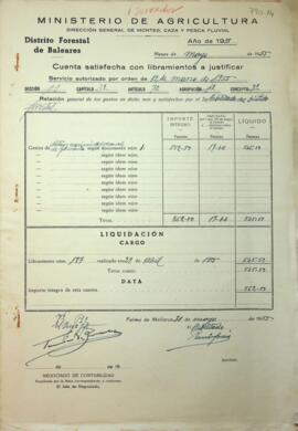 Cuentas justificadas de la dirección general de montes en el año 1955. Dietas y movimiento guarde...