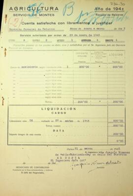 Cuenta satisfecha con libramientos a justificar. Movimiento. Primer trimestre