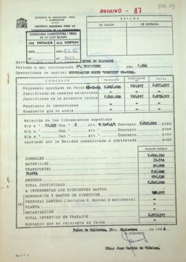 Servicio que rinde la cuenta Icona de Baleares. Repoblación monte "Mortitx" PM-1004.