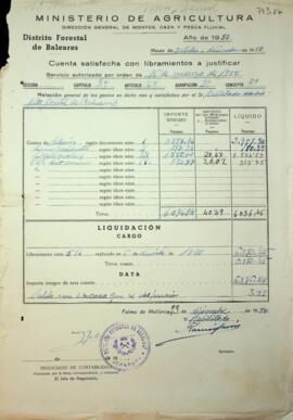 Gastos salarios, materiales, seguros, gestión, transportes. Vivero Manut