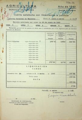 Cuenta satisfecha con libramientos a justificar. Dietas. Primer trimestre