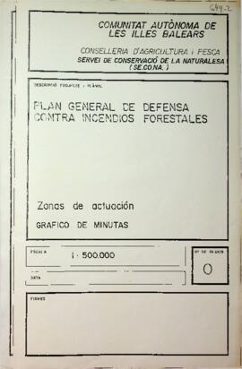 Mapa Zonas de actuación, gráfico de minutas. Plan General de defensa contra incendios forestales ...