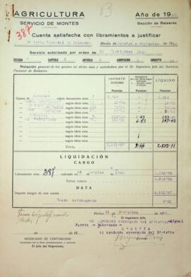 Cuenta satisfecha con libramientos a justificar. Distrito Forestal de Baleares