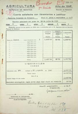 Cuenta satisfecha con libramientos a justificar. Dietas. Tercer trimestre