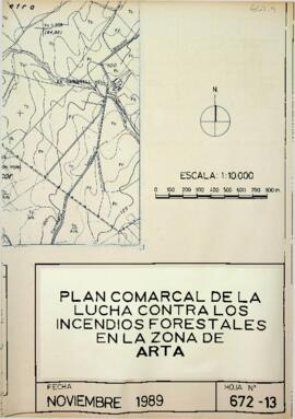 Mapa Hoja 672-13. Plan Comarcal de la lucha contra los incendios forestales en la zona de Artà