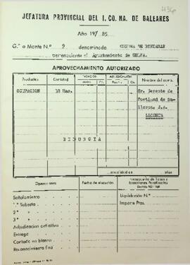 Renuncia de Portland de Mallorca S.A. de la ocupación del Monte nº9 de U.P.