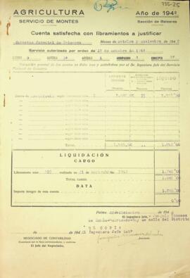 Cuenta satisfecha con libramientos a justificar. Movimiento. Octubre y noviembre