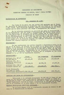 Estados de liquidación de Tasas y Honorarios. 1º semestre 1963