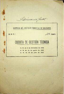 Cuenta de gestión técnica 1949 4ºTrimestre. Patrimonio Forestal del Estado