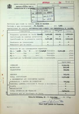 Servicio que rinde la cuenta Icona de Baleares. Acondicionamiento refugio "Son Fortuny"...