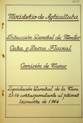 Estados de liquidación de Tasas y Honorarios. Liquidación de la Tasa 21-14 primer trimestre 1964