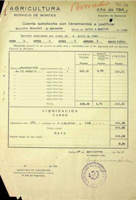 Cuenta satisfecha con libramientos a justificar. Mantenimiento de un caballo. Tercer trimestre