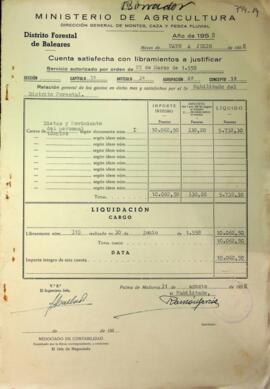 Cuentas justificativas de la Dirección General de Montes año 1958. Dietas y movimiento del person...