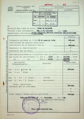 Servicio que rinde la cuenta Icona de Baleares. Gastos vehículos, servicios generales 1984. Carbu...