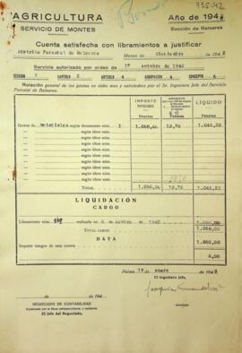 Cuenta satisfecha con libramientos a justificar. Materiales. Diciembre
