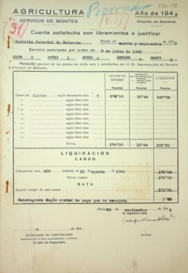 Cuenta satisfecha con libramientos a justificar. Dietas. Agosto y Septiembre