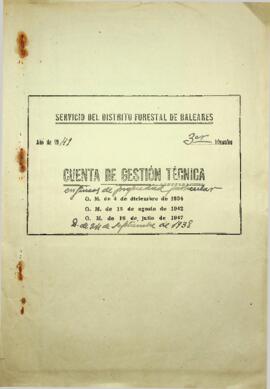 Cuenta de gestión técnica 1949 3ºTrimestre. En fincas de la propiedad particular