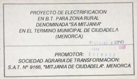 Proyecto de electrificación en B.T. para zona rural denominada "sa Mitjania" en el térm...