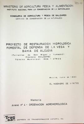 Proyecto de restauración hidrológica forestal de defensa de la vega y bahía de Alcudia. Memoria. ...