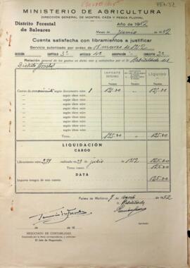 Cuentas justificativas de la Dirección General de Montes en el 1952. Movimiento