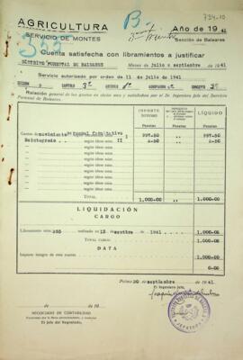 Cuenta satisfecha con libramientos a justificar. Movimiento personal facultativo. Tercer trimestre