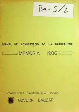 Servei de conservació de la naturalesa. Memòria 1986. Conselleria d'agricultura i pesca
