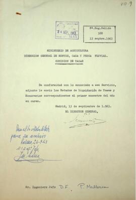 Estados de liquidación de Tasas y Honorarios. 1963