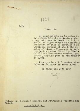 Propuesta para el pago de los jornales de un escribiente durante el año 1943