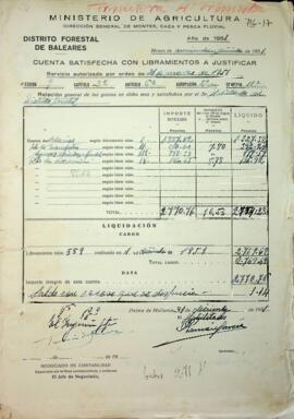 Relación de gastos de salarios, materiales, transportes, seguro. Formentera