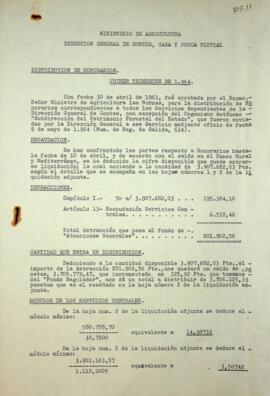 Estados de liquidación de Tasas y Honorarios. 1º trimestre 1964