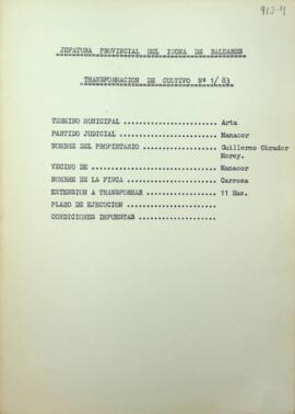 Transformación de cultivos. Año forestal 1983
