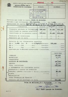 Servicio que rinde la cuenta Icona de Baleares. Explanación y ensanche de camino forestal en 800 ...