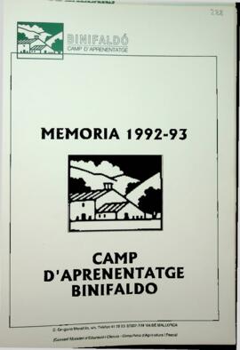 Memòria 1992-93. Camp d'aprenentatge Binifaldó