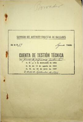 Cuenta de gestión técnica 1949 2ºTrimestre. En fincas de la propiedad particular