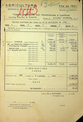 Cuenta satisfecha con libramientos a justificar. Jornales, subsidio vejez, derechos gestión, acci...