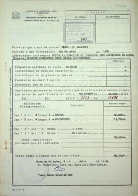 Cuentas año 1984. dietas y locomoción ingeniero jefe asistencia a encuentro bosque mediterráneo