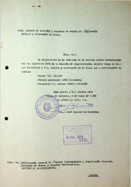 Informe y valoración de la finca "Son Sureda" de Artà año 1979