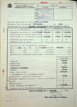 Servicio que rinde la cuenta Icona de Baleares. Ensanche y explanación de camino forestal en 1100...