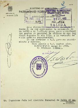 Propuesta para el pago de jornales a un escribiente temporero en estas oficinas  1950