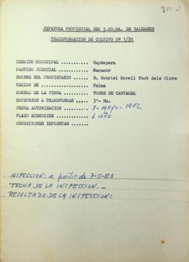 Transformación de cultivos. Año forestal 1981