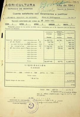 Cuenta satisfecha con libramientos a justificar. Jornales, subsidio vejez, accidentes trabajo, ma...