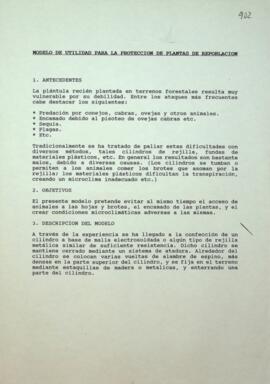 Modelo de utilidad para la protección de plantas de repoblación. Patente SEFOBASA