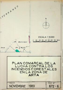 Mapa Hoja 672-6. Plan Comarcal de la lucha contra los incendios forestales en la zona de Artà