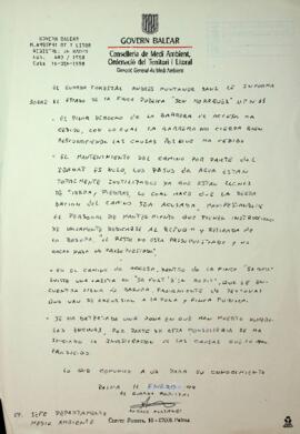 Carta informativa barrera "Son Moragues