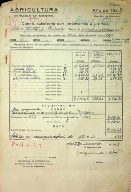 Cuenta satisfecha con libramientos a justificar. Jornales, subsidio vejez, accidentes, materiales...